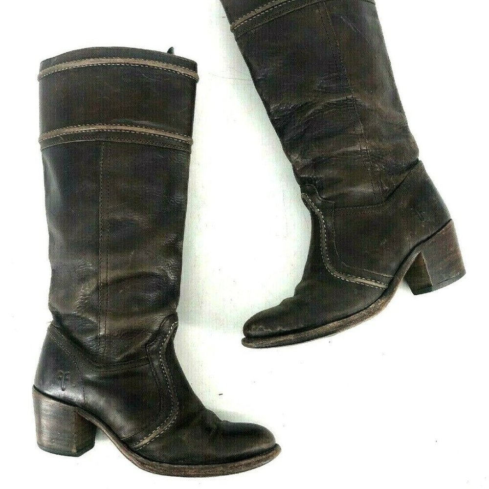 Frye Womens Jane Tall Brown Boots 7.5 Leather Ridi